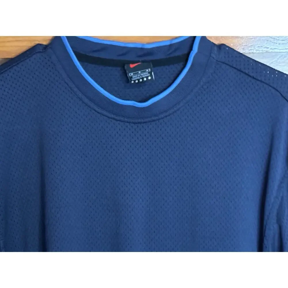 Men's Vintage Y2K Nike Navy Mesh Ringer Shirt - Size M